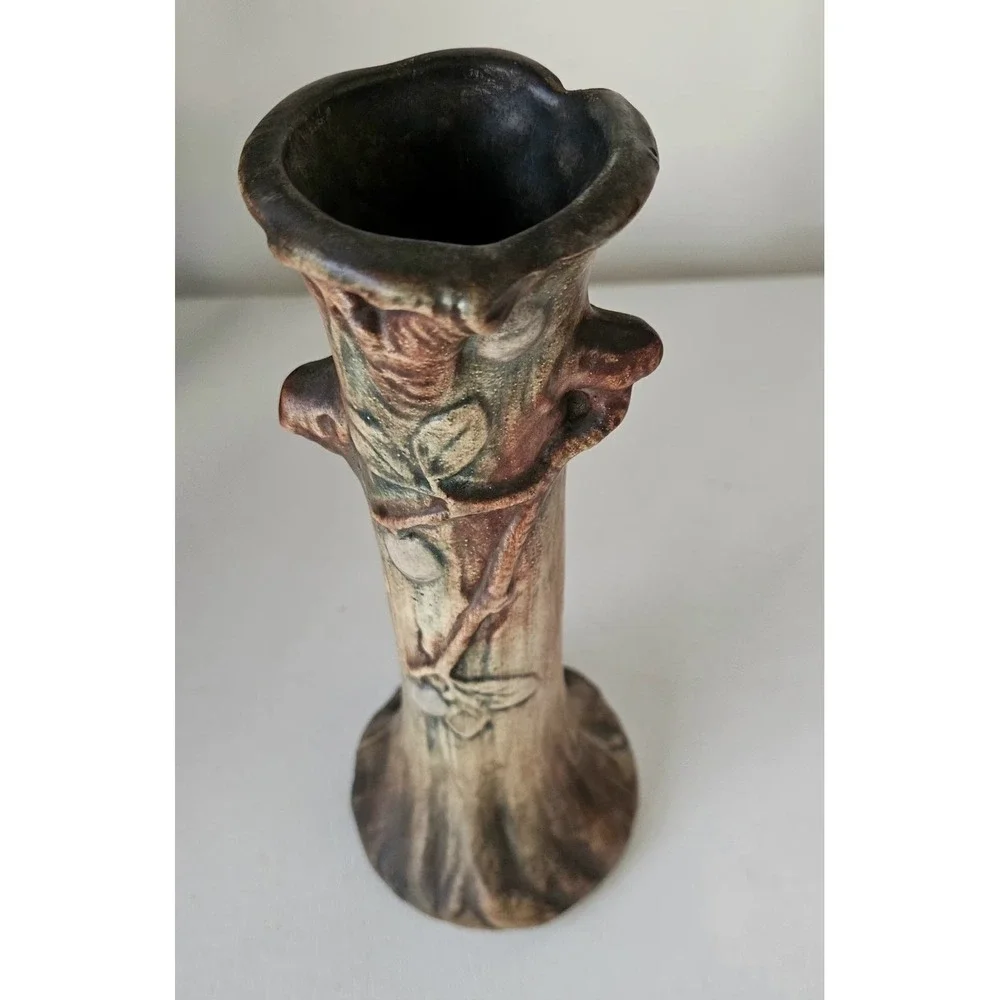 Vintage Weller Pottery Bud Vase Woodcraft Apple Tree